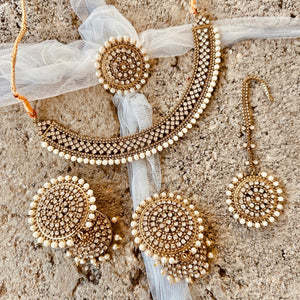 Designer Indian Pakistani Traditional Stainless Steel <b>Jewelry</b> <b>Set</b> with Silver Plated Vibrant Enamel Accents <b>Pearls</b> Kundan Polki - Product Image 3