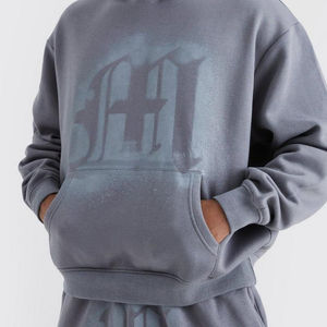 Conjunto Deportivo Personalizado de Dos Piezas, Sudadera con Capucha y Pantalones, 100% Algodón, Estilo Oversize, con Estampado Puff, Hecho en Fábrica - Product Image 4