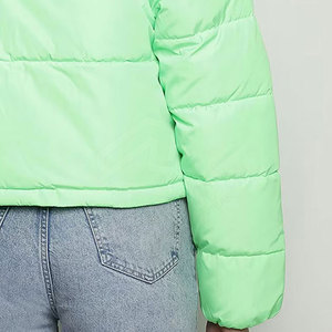 Chaqueta acolchada de pana acolchada ligera para mujer, tela de satén de invierno, cierre de cremallera, capas de piel de oveja estampadas - Product Image 6