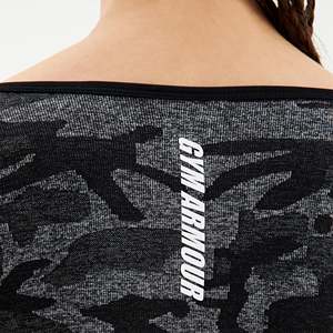 Black Camo Seamless Crop Top Comfortable Camisoles & Tanks - Product Image 2