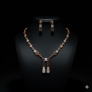 Collier fin moderne avec pendentif en or rose 18 carats et pompon en diamant Luxe Collier avec pendentif en or rose 18 carats et pompon en diamant - Product Image 4