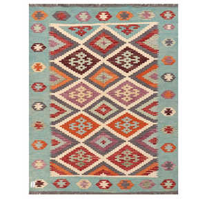 Alfombra Kilim de Maimana, Afganistán, 199 x 155 cm, Juego de Alfombras - Product Image 1