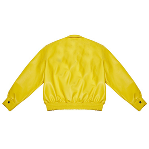 Chaqueta de cuero de bombardero de piel de oveja auténtica de alta demanda para hombre, chaquetas de cuero para motocicleta, chaqueta de cuero de Color amarillo para hombre 2026 - Product Image 2
