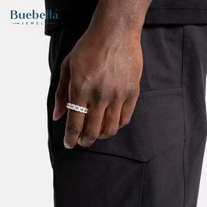 Offre Spéciale argent sterling 925 plaqué argent 6mm coupe émeraude et ronde Moissanite bande d'éternité pour hommes - Product Image 4