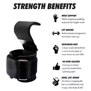 Ganchos de elevación con diseño de acero, Material de alta resistencia para entrenamiento de potencia, ganchos antideslizantes completos para hombres, muñeca de Fitness - Product Image 3
