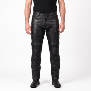 Leather Motorcycle Pants Men Cowhide Accordion Stretch <b>Knees</b> Perforated Calf Zips Riding Pants Custom Logo OEM - Product Image 1
