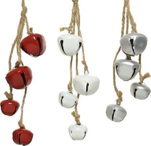 Juego de Campanas Metálicas Colgantes Rústicas Rojas, Blancas y Doradas para Decoración Navideña Vintage y Estilo Rústico - Product Image 3