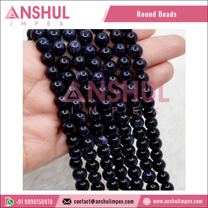 Large gamme de perles rondes en pierre de grès bleue naturelle de qualité supérieure, grade A, 6 mm, pour la fabrication de bijoux et de bracelets, Anshul Impex RB-BLSS-6 - Product Image 4