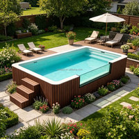 Piscine rectangulaire de luxe sur mesure en acier inoxydable, design extérieur pour maison, jardin, villa, hôtel, aménagement paysager