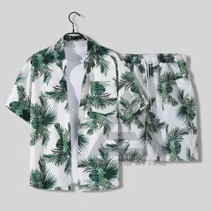 OEM ODM Men's Hawaiian Printing Shirt Shorts Two Piece Suit Sets for man Short Outfit Summer Beach Floral