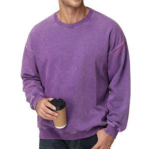 Vente en gros de t-shirts pour hommes grande taille, col rond, épaules tombantes, coupe classique, 100% coton, uni, vintage, délavé à l'acide, lettres brodées, privé - Product Image 4