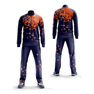 Chándales deportivos sublimados completos de tendencia superior para hombre, conjuntos de chándal de algodón y poliéster transpirable fabricados por OEM impresos - Product Image 1