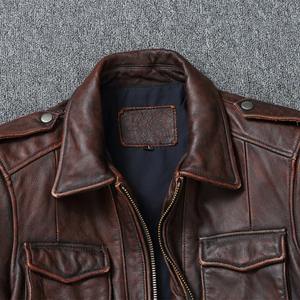 Vente de gros Veste en cuir pour homme Élégant logo personnalisé OEM avec broderie serviette en cuir véritable - Product Image 3