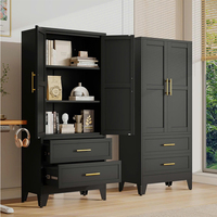 Gabinete de almacenamiento de metal con 2 puertas, estantes ajustables y cajones. Ideal para oficina en casa, dormitorio, organización de sala de estar.