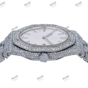 Antiguo 38mm Acero inoxidable Esfera elegante Lujoso completamente helado Moissanite Reloj de diamante Reloj de calidad premium 20mm Ancho de banda - Product Image 5