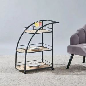 Chariot de service à 2 niveaux tendance de nouveau design pour l'usage de bureau d'hôtel à la maison au prix de gros et bon marché chariot SS élégant de l'Inde - Product Image 4