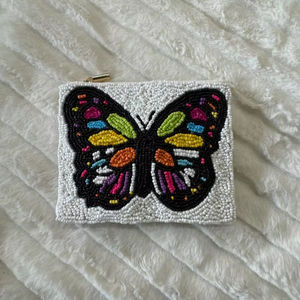 Classic Beaded Coin Purse Pearl and Diamond Beaded <b>Make</b> up Bag Wedding or Party Gift for Her - Product Image 1