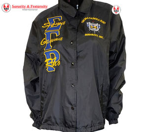 Veste de coach pour femmes avec broderie de la sororité Sigma Gamma Rho |   Veste à Ligne Croisée Personnalisée pour Femmes Brodée de la Sororité SGRho - Product Image 1
