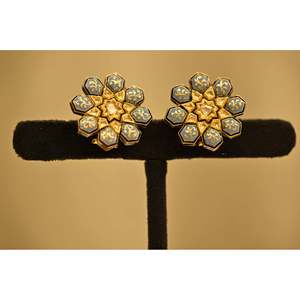 Pendientes de Diamantes Firozi con Esmalte Azul, Accesorio de Joyería Elegante y Lujoso - Product Image 2
