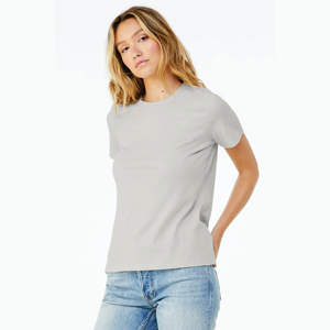 T-shirt personnalisable pour femme à coupe décontractée, manches courtes, en jersey avec appliques boutonnées, 32 fils simples, 4,2 oz, en coton argenté et fibre de bambou - Product Image 2