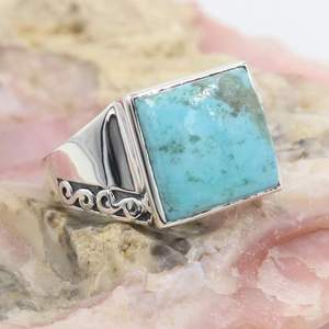 Anillo de hombre turquesa, anillo para hombre, anillo de plata esterlina sólida, anillo hecho a mano para él - Product Image 1