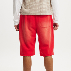 Haute qualité 100% coton respirant homme survêtement personnalisé sérigraphié logo lourd respirant couleur unie shorts pour hommes - Product Image 2