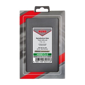 RUKO 19-Piece Spiral <b>Drill</b> <b>Bit</b> Set DIN 338 UNI Nominal 1-10 X 0.5 mm HSS-Co5 with Plastic <b>Case</b> - Product Image 4