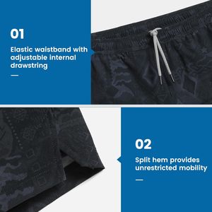 Short de gymnastique pour homme 7 pouces avec doublure extensible 2 en 1 Short d'entraînement pour homme 90% Polyester 10% Spandex Short athlétique à séchage rapide avec fermeture éclair - Product Image 3