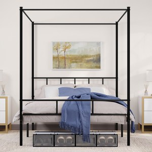 Modern Adjustable Metal Canopy <b>Bed</b> <b>Frame</b> <b>Queen</b>/King <b>Size</b> Industrial Design with Storage Bedroom Furniture - Product Image 2