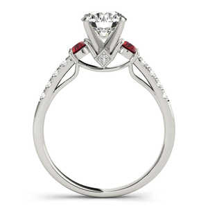 Juego de Joyería Fina de Oro Blanco de 18K con Diamantes y Rubíes, Anillo de Compromiso de Tres Piedras de 0.55ct - Product Image 2