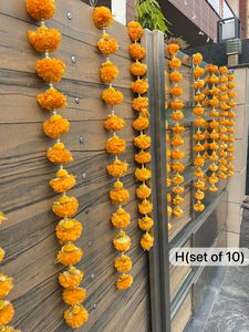 Yapay ponpon Marigold <span class=keywords><strong>Garland</strong></span> ile boncuk ev dekor için hint zemin duvar asılı dize Diwali için