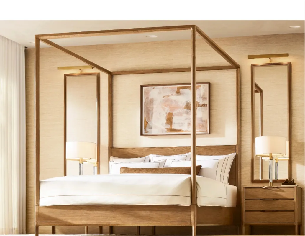 Pertengahan abad Modern 3-laci meja tidur kayu mewah Hotel vila samping tempat tidur dada untuk kamar tidur dan apartemen dapat disesuaikan