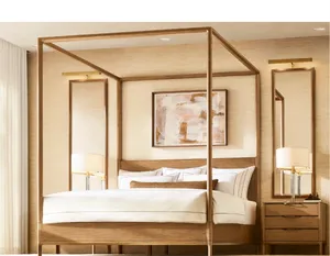 Midden Eeuw Moderne 3-Lades Houten Nachtkastje Luxe Hotel Villa Nachtkastje Voor Slaapkamer En Appartement Aanpasbaar