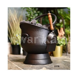 Cubo de carbón de hierro y níquel negro de Venta caliente con mango de diseño de hoja para la decoración interior y exterior del hogar - Product Image 4