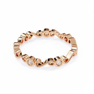 Elegante Anillo Infinito de Circonita, Anillo de Eternidad de Oro Rosa de 14K, Anillo de Bodas Apilable, Anillo de Aniversario con Engaste de Bisel, Lujoso, Unisex - Product Image 4