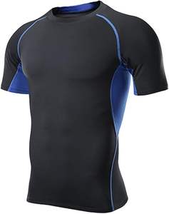 Alta calidad secado rápido estiramiento entrenamiento Fitness manga corta Rash Guard Top ropa de gimnasio activa para hombres - Product Image 1
