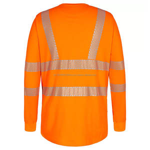Custom Logo Support Safety <b>Shirt</b> <b>Hi</b> <b>Vis</b> Orange Construction <b>Shirts</b> for Men 100% Polyester Reflective Long Sleeve Safety <b>T</b> <b>Shirt</b> - Product Image 1