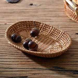 Bakery Organizer Rattan Oval <b>Basket</b> Handicraft Fruits Serving <b>Trays</b> Storage <b>Basket</b> Rustic Decoration for Kitchen and Restaurant - Product Image 2