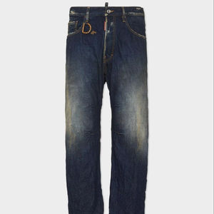 Jean droit 100% coton délavé à l'acide pour hommes, respirant, lavable, fermeture à glissière, boutons pour l'été, l'automne, le printemps et l'hiver - Product Image 1