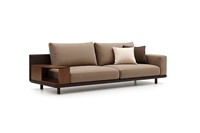 Sofá Moderno de Lujo Fiore con Mesa Auxiliar de Madera Integrada - Sofá Modular de Tela con Base de Metal y Asientos de Espuma de Alta Densidad