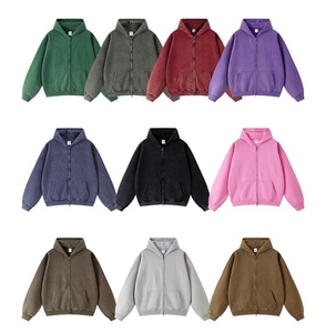 360gsm Heavyweight Oversize Fit Sun Faded <b>Zipper</b> Fleece Hoodie Thickness <b>Tie</b> Dye Blank Vintage Washed Hoodie Custom Hoodies - Product Image 1