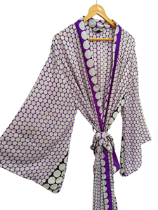 Hasta el tobillo, bata de tamaño libre, vestido de novia, vestido de maternidad, bata de regalo, ropa de fiesta en la playa, Kimono Sari de seda con estampado indio, - Product Image 3