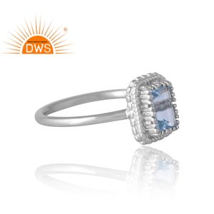 Anillo de piedras preciosas de Topacio Azul Natural Chapado en paladio de plata esterlina de último diseño, joyería personalizada para mujer, regalo para ella - Product Image 4