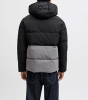   Veste matelassée unisexe haut de gamme noire à capuche, imperméable, écologique, coupe-vent, chauffante et respirante, pour l'hiver, avec motif gaufré sur le devant