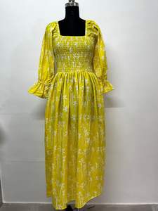 Robe longue à encolure Henley imprimée de créateur, robe décontractée en coton avec boutons et cravates, tenue régulière, ensemble robes longues tendance - Product Image 2