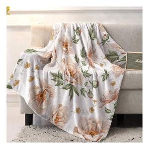 À la mode Dernières Arrivées De Luxe Nordique Laine Tricoté Couverture Rama Vert Floral Imprimé Maison Pur Coton Chaleur Genou Jeter Couvertures - Product Image 4