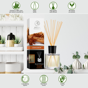 Aromatika Cinnamon <b>Reed</b> <b>Diffuser</b> 200ml with Natural Essential <b>Oil</b> Long Lasting Aroma - Product Image 3