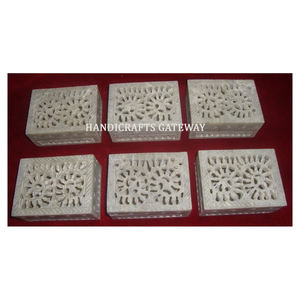 Belle boîte à bijoux de sculpture à la main en stéatite naturelle attrayante et meilleure avec conception de fleurs d'articles de mariage - Product Image 1