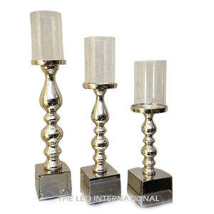 Home Lighting Decoration Shiny Polished <b>Candle</b> Holder Aluminum Metal Base <b>Square</b> Shape <b>Candle</b> Holder - Product Image 5