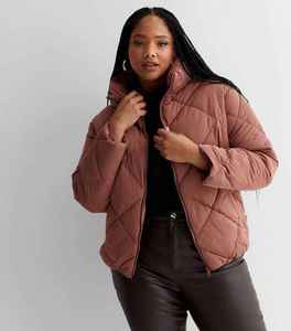BBreathable Curves Mid Pink Quilted Boxy Puffer Jacket Manga larga Zip up Ligero 2025 Top Design Packable Puffer Jacket - Product Image 2